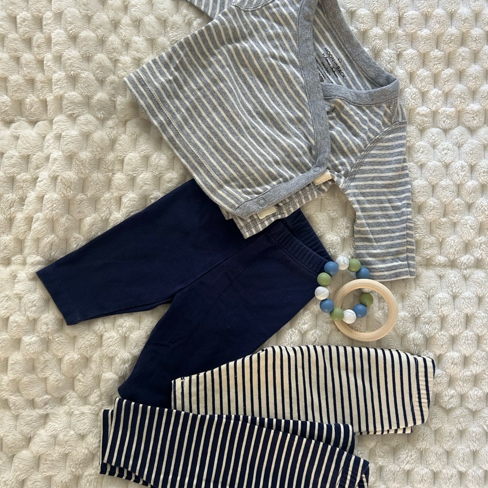 Hanna Andersson Gray and White Striped Baby Top